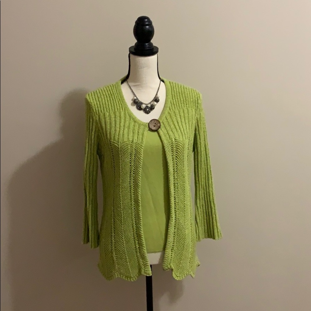 2 pc lime green Sweater set large button closure